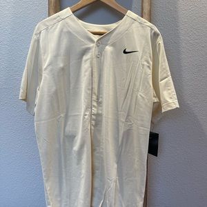 Nike Team Full Button Baseball Game Practice Jersey Beige